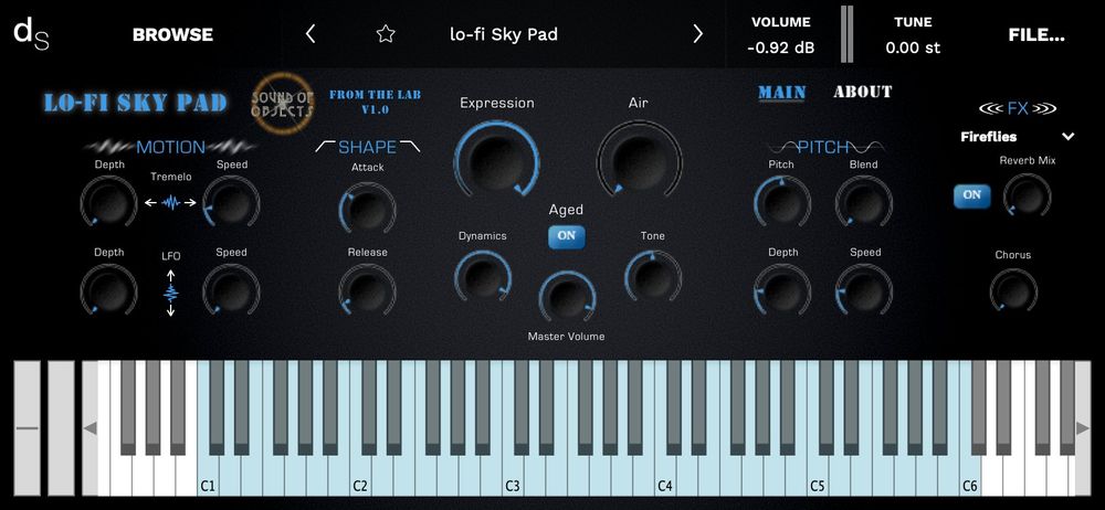 m3 dronescapes analog syth ambient soundscapes drones UI for decent sampler