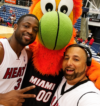 With Dwyane Wade and Burnie of the Miami Heat
