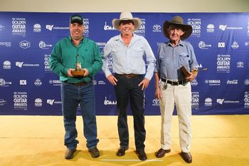 Golden Guitar win 2021 "Six Decks to Darwin", Dean with Co writers Kelly Dixon & Ryan Garland
