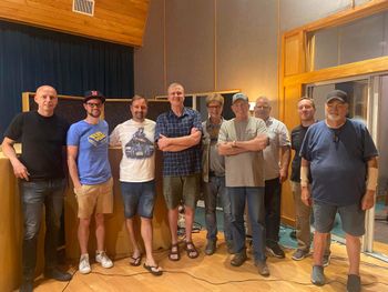 Dean with musicians at recording studio "Studio 19" in Nashville USA, Josh Hunt, Kyle - Sound Engineer, Stuie French, Aubry Hayine, Mike Johnson, Dean Perrett, Mike Bubb, Justin Moses, Bruce Watkins.
