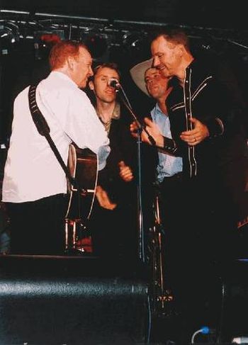 Graeme Connors, Brendan Walmsley, Dean & Collin Buchanan, share a microphone at Tamworth
