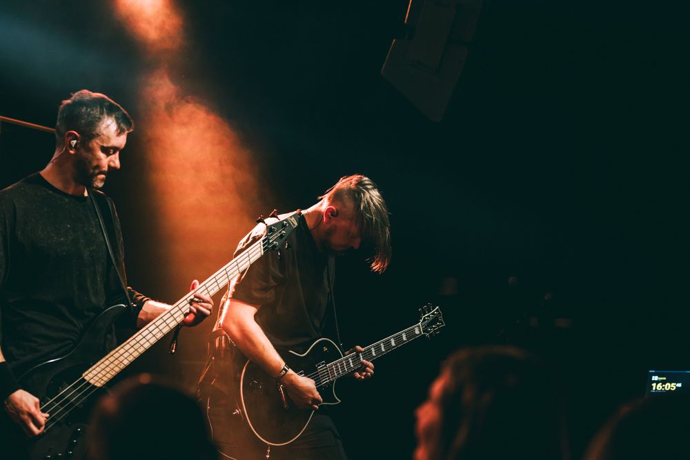 Lead guitarist and bass player of Ashes of Perishing performing at Tuska Festival 2026