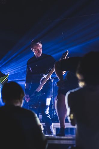 Bass player of Ashes of Perishing performing at Fuusio Turku 2026
