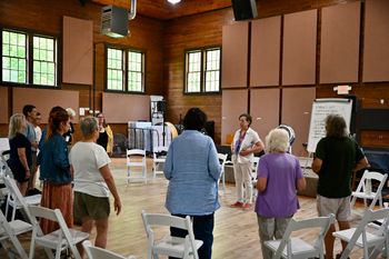 Swannanoa Gathering 2025, breathing exercises in my Joy of Singing class.
