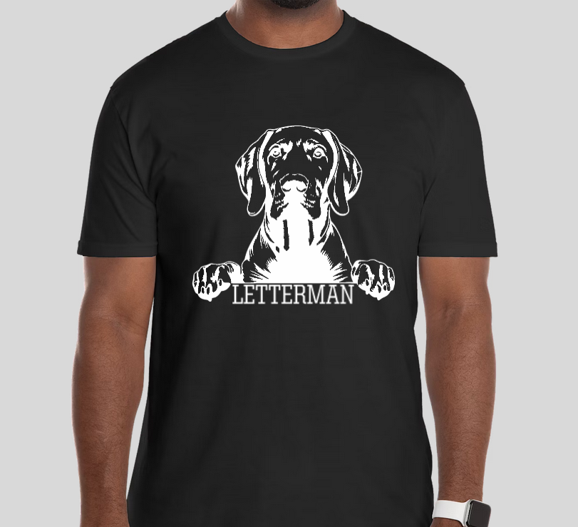 Letterman Weimaraner T-Shirt-Black