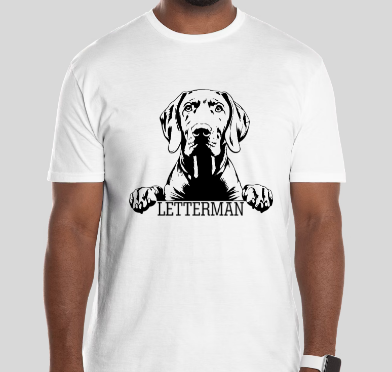 Letterman Weimaraner T-Shirt-White