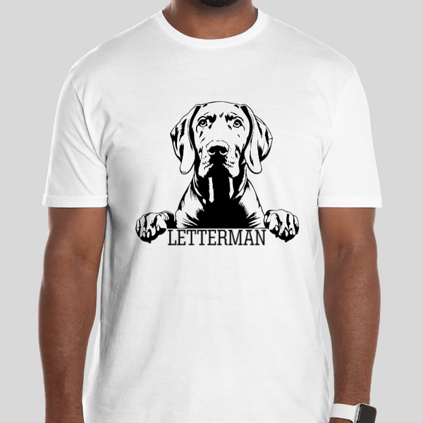 Letterman Weimaraner T-Shirt-White