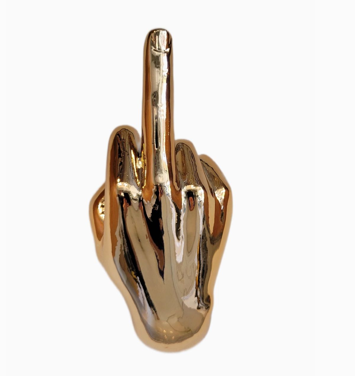 Ceramic Bronze Middle Finger Fuck Off Sculpture Wall Mount 8.5" Home Office Art Studio Decor Gift Hook Holder