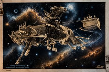 Cosmic Sleighride - pen and ink- Jeffry R. Rothrock circa 1976
