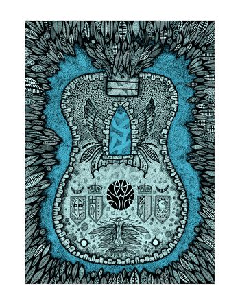 Guitar Leaf Blue 11x17 Print
