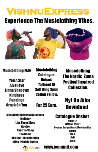 VishnuExpress AI image, VishnuExpress Highlife Music Finland, VishnuExpress Musiclothing Vibes, VishnuExpress MC Promotion, VEMusic Music Release, Independent Record Label, MAH VishnuExpress 