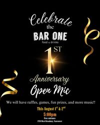 Bar One Open Mic Anniversary Party