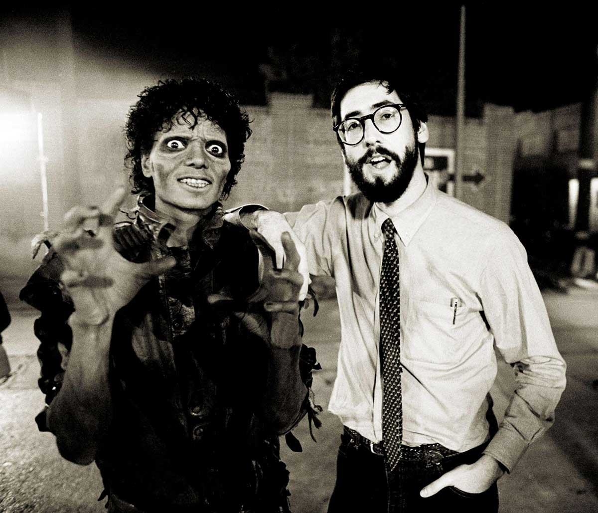 Michael Jackson and John Landis on the set of Thriller 