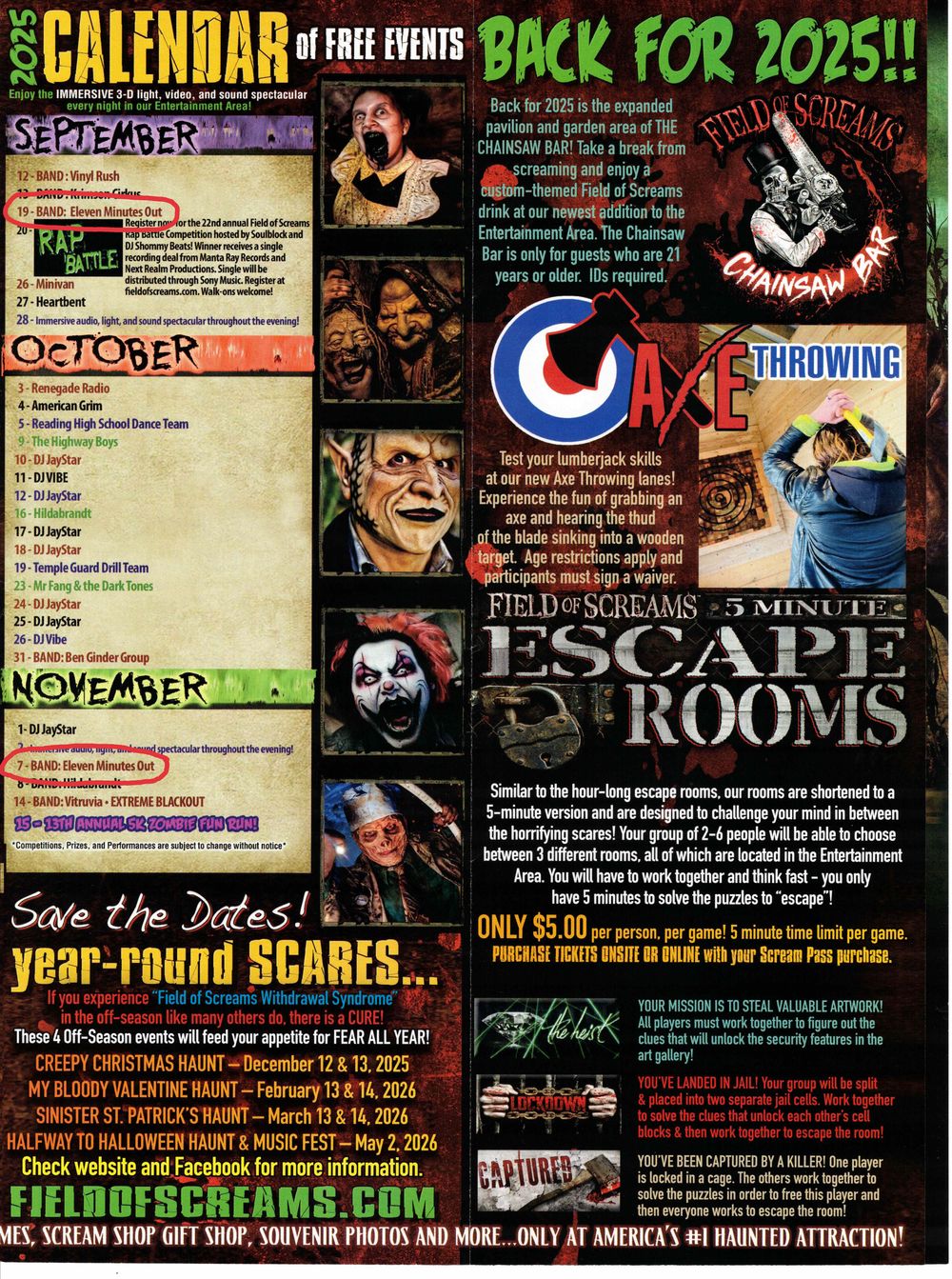 11 Minutes Out plays The Field of Screams twice in 2025!