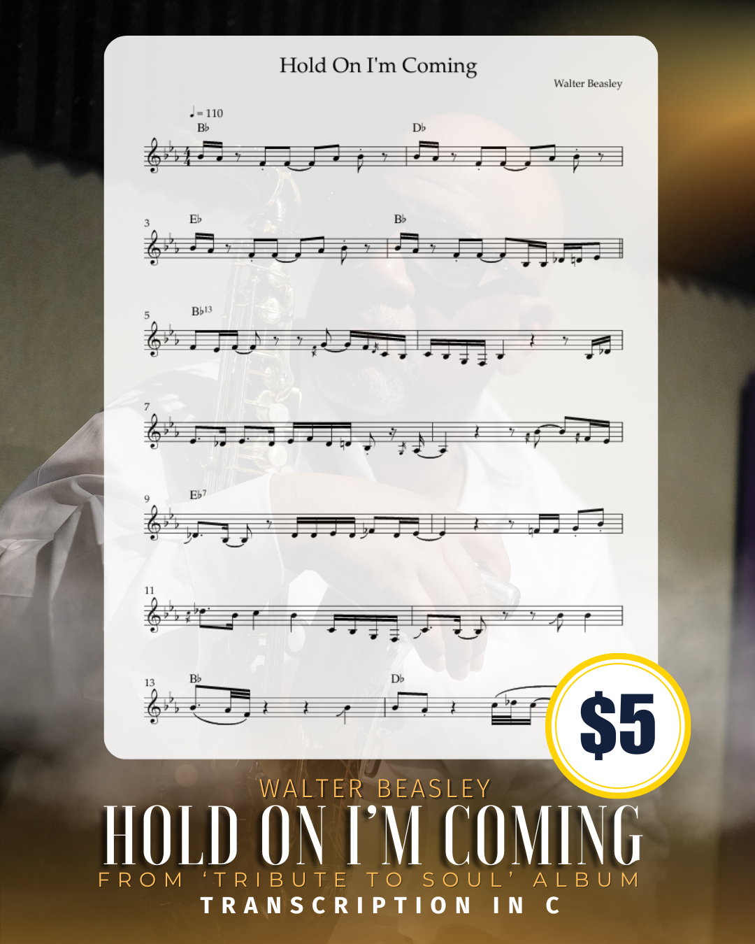 "Hold On, I'm Coming" Transcription (C Version)