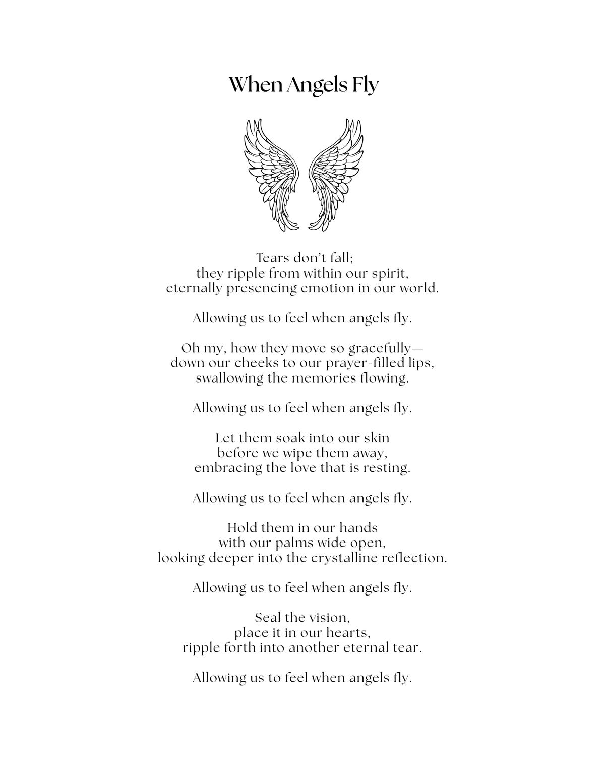 When Angels Fly Poem