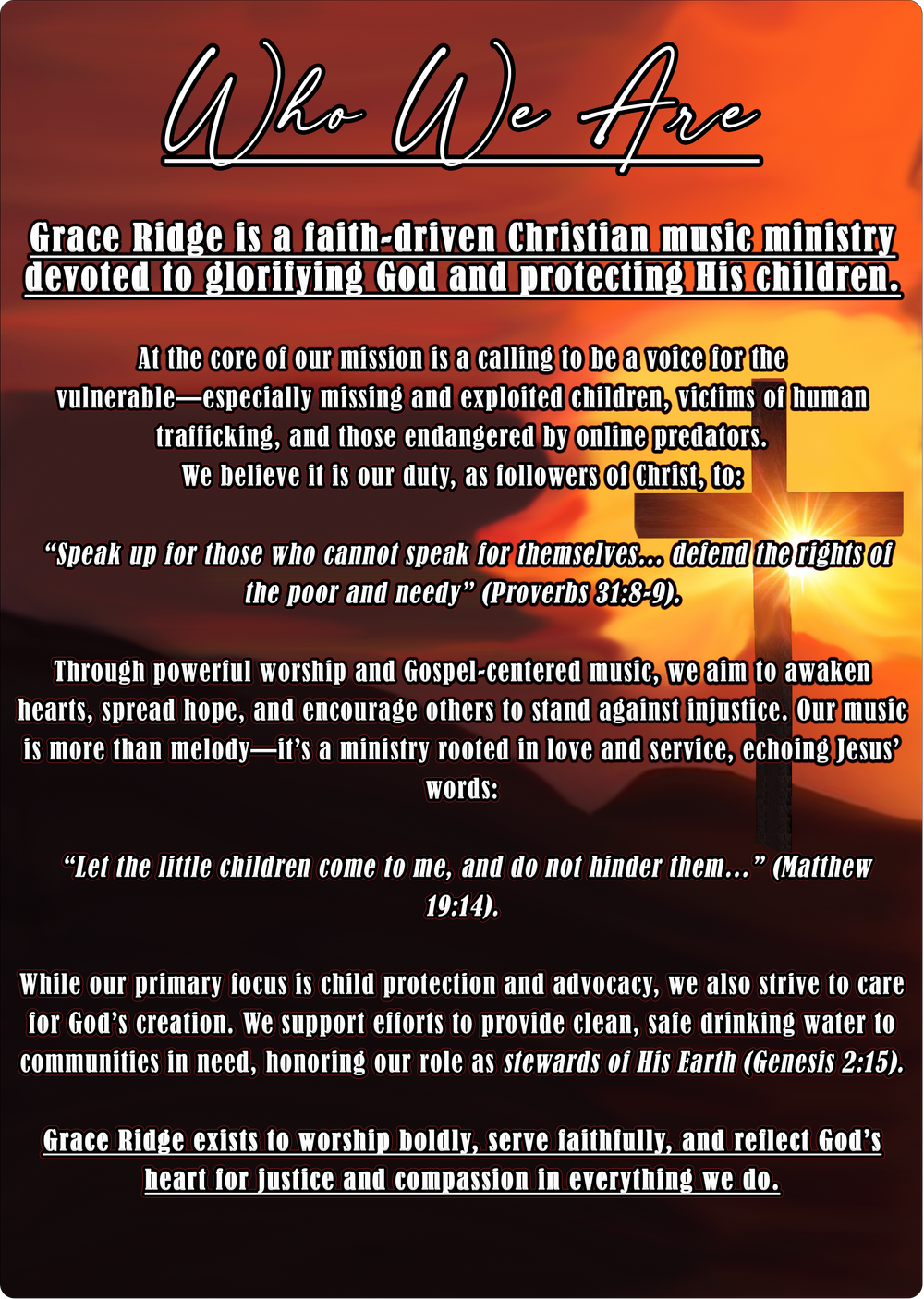 Grace Ridge Music mission statement.