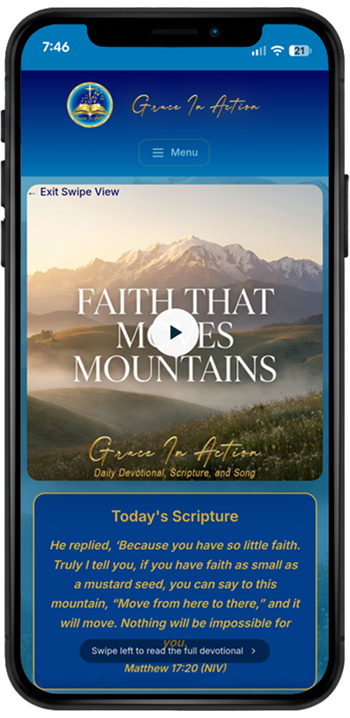 Grace In Action devotional swipe view page 1
