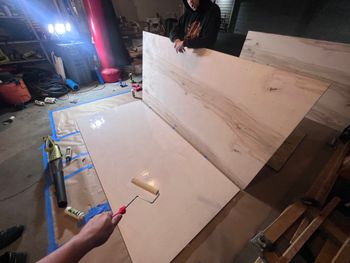 Construction begins by laminating two 11-ply 4X8's together.

