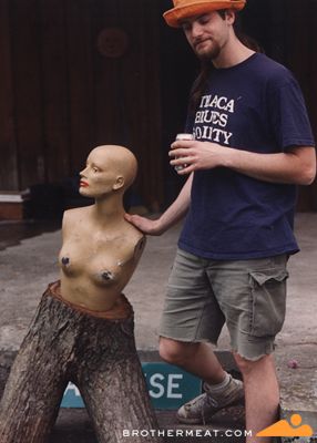Mark and Linda, our beloved half manican, half tree stump, Linda, at the DIPMOLA house, Freeville, NY, 1993.
