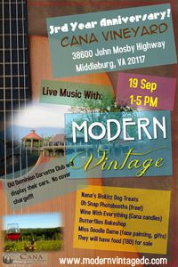 Modern Vintage Live @ Cana Vineyards ANNIVERSARY Party!! 9/19/2015