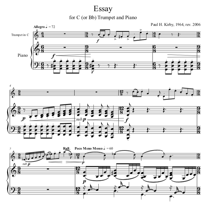 Essay for Trumpet and Piano 