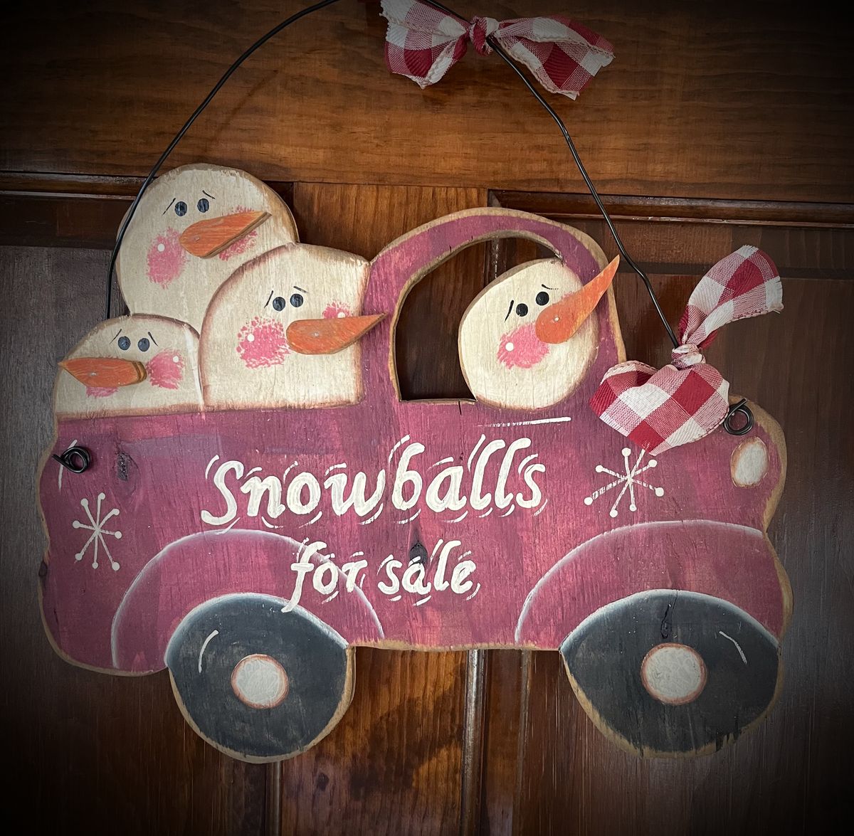 Farm Truck snowmen door hanger
