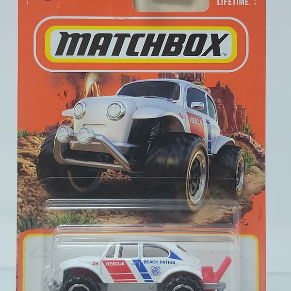 Matchbox Volkswagen Beetle 4x4 – White/Red/Blue – Beach Patrol Rescue – Factory Sealed