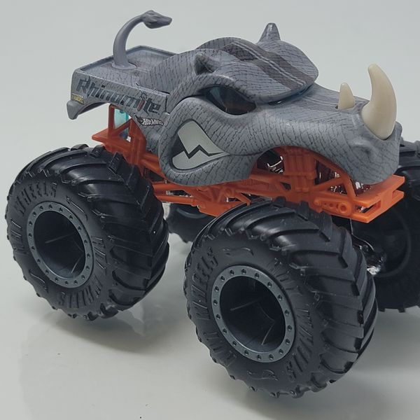 Hot Wheels Monster Jam Rhinomite – Gray Rhino Body with Orange Chassis & Black Tires