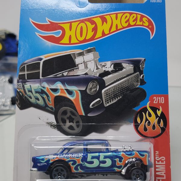 Hot Wheels 2016 '55 Chevy Bel Air Gasser Blue HW Flames 