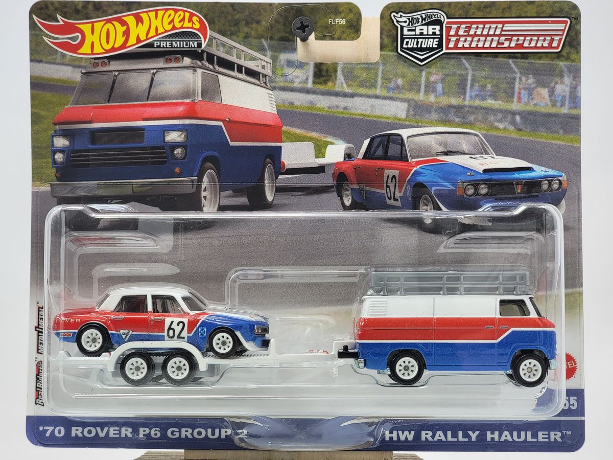 Hot Wheels Premium Team Transport – ’70 Rover P6 Group 2 & HW Rally Hauler (Car Culture Series)