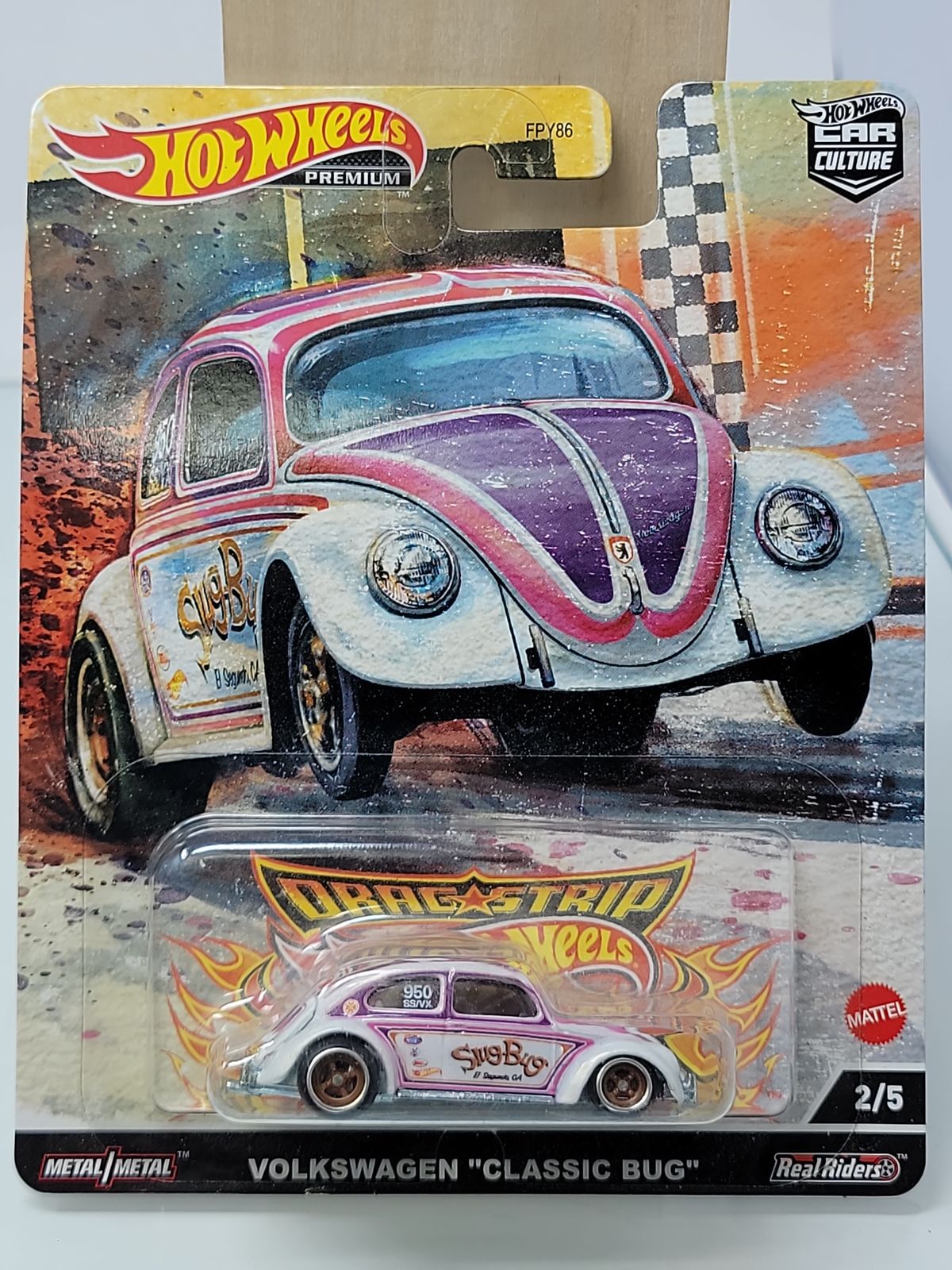 HOT WHEELS PREMIUM VOLKSWAGEN CLASSIC BUG – DRAG STRIP CAR CULTURE (REAL RIDERS) 2/5