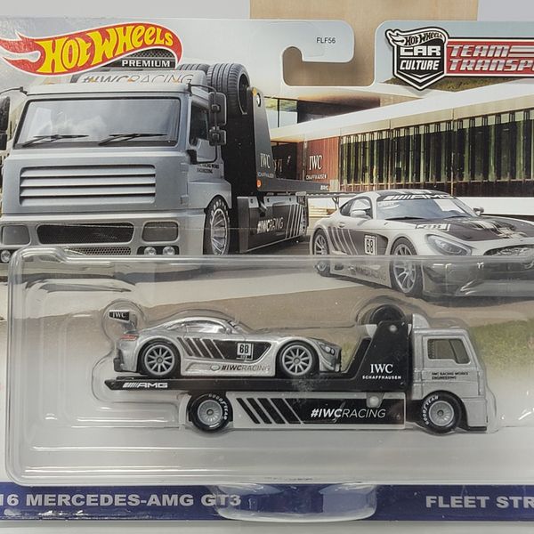 HOT WHEELS PREMIUM TEAM TRANSPORT – ’16 MERCEDES-AMG GT3 & FLEET STREET HAULER – IWC LIVERY – SEALED