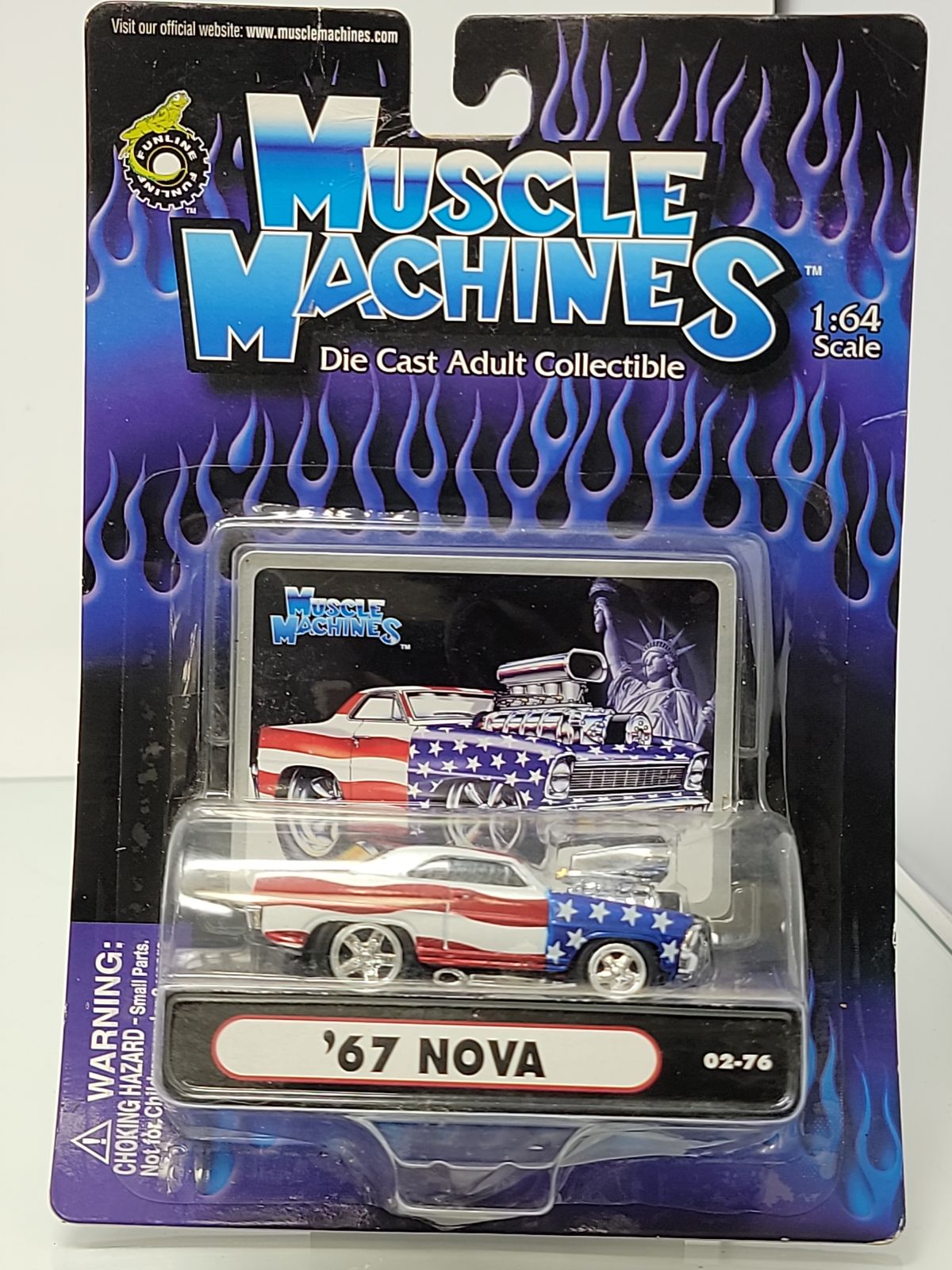 Muscle Machines ’67 Nova Patriotic Stars & Stripes Gasser 1:64 Factory Sealed