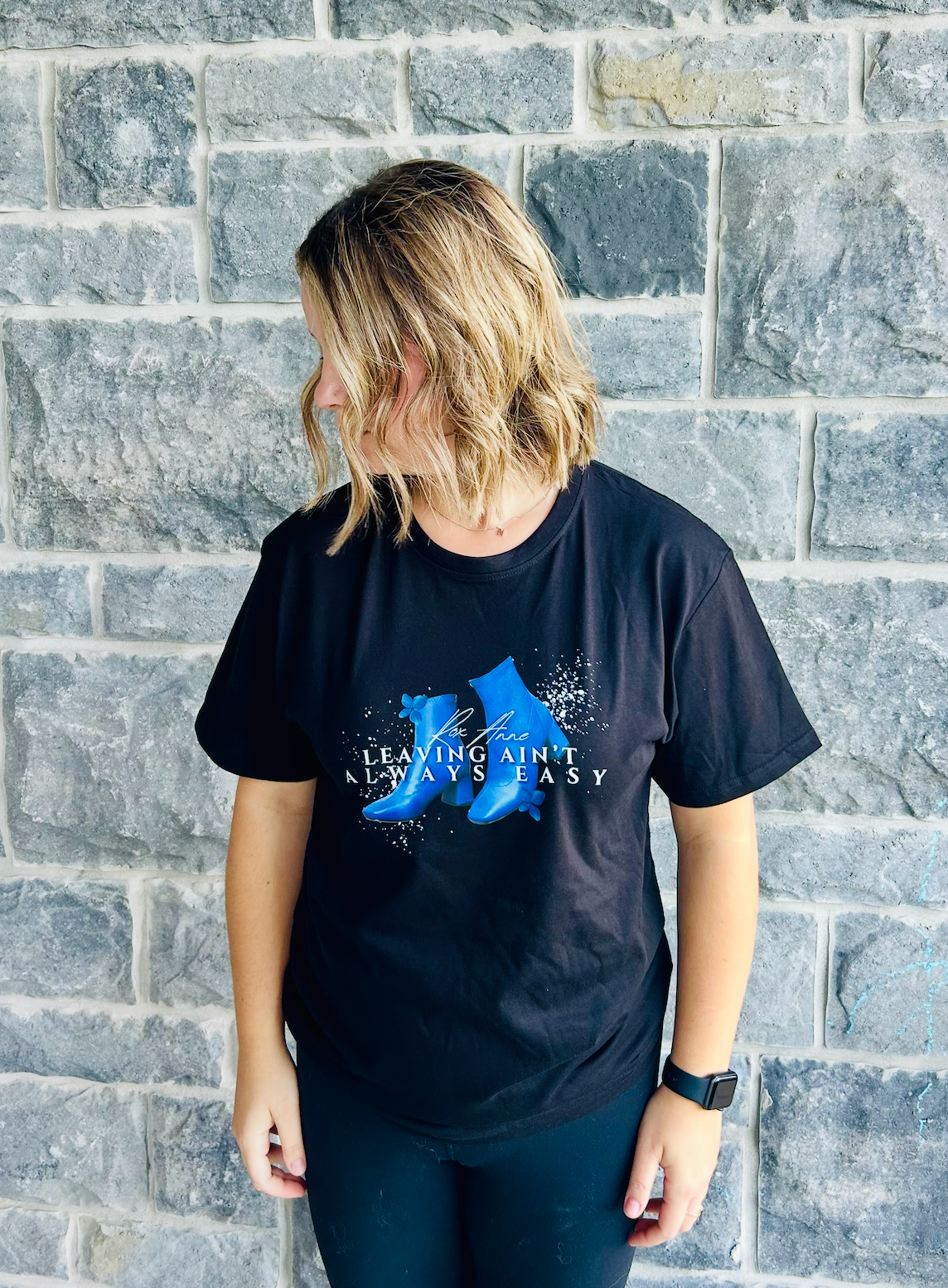 Leaving Ain't Always Easy Blue Boots - Black Unisex T-Shirt