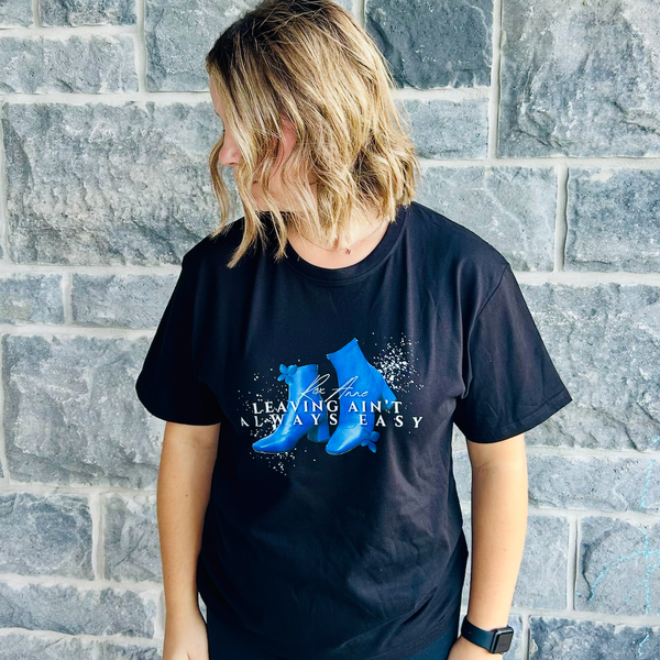 Leaving Ain't Always Easy Blue Boots - Black Unisex T-Shirt