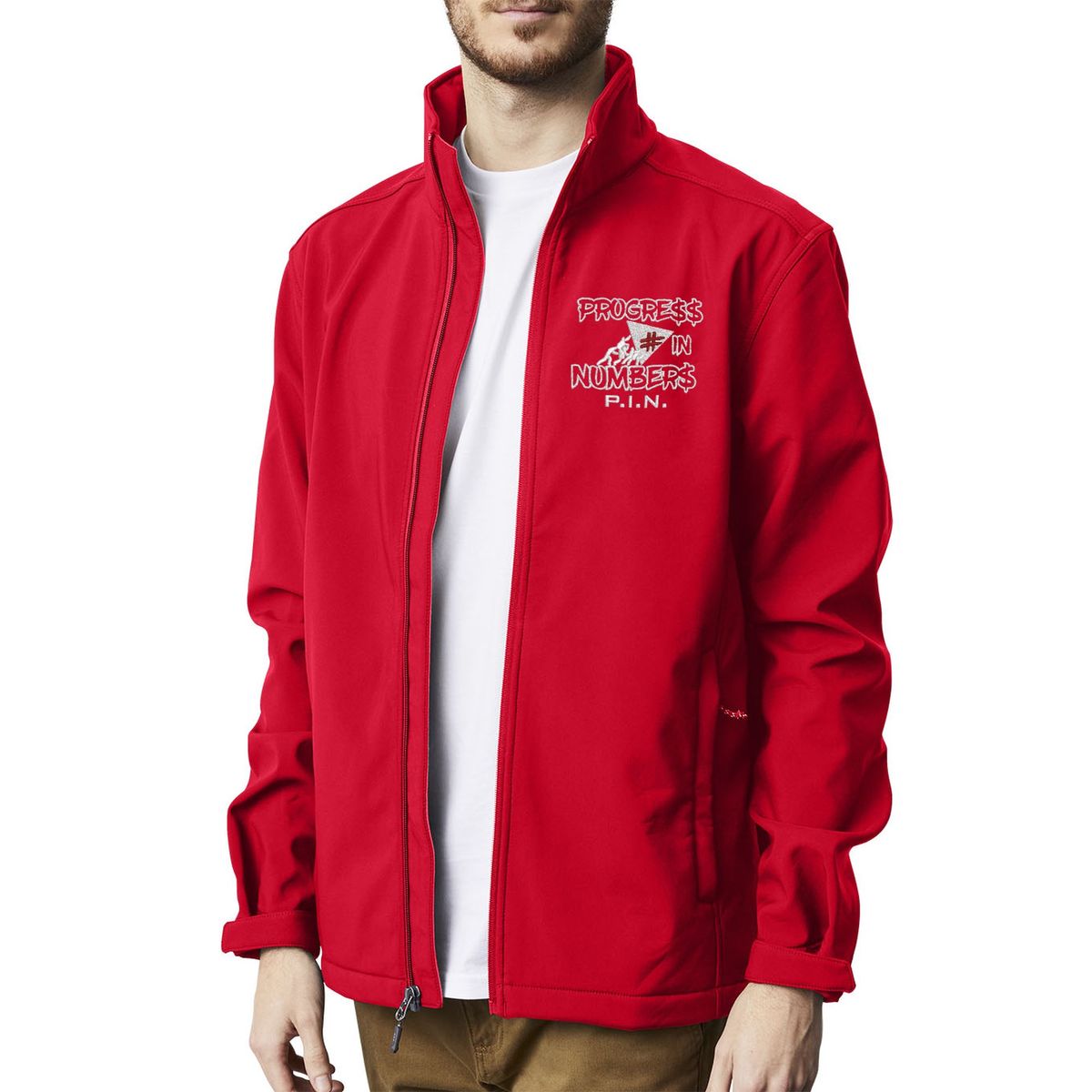 PIN "Coldest PIN" edition Softshell Zip-Up Jacket (classic red)