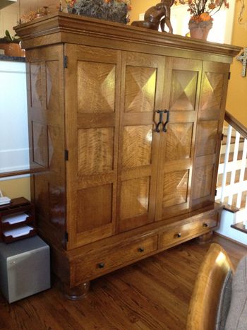 ...solid 'quarter sawn' oak TV cabinet with pyramid panels!

