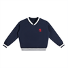Take Risk - V-Neck Contrast Collar Boxy Sweatshirt