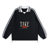 Take Risk-Contrast Striped Lapel Collar Sweatshirt