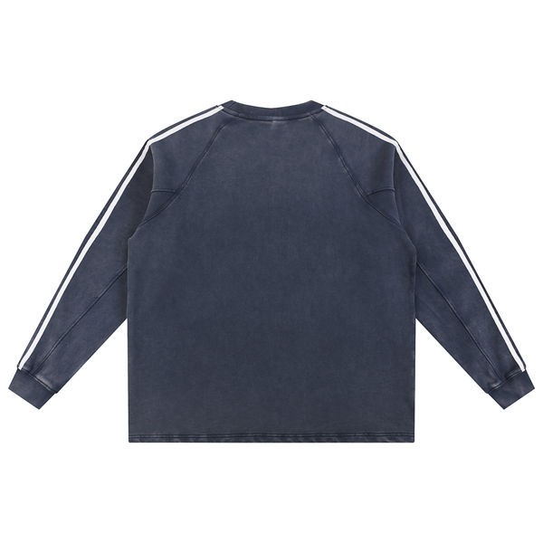Take Risk-Snow Washed Contrast Tape Sweatshirt