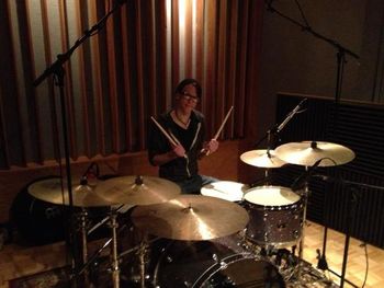 Zack Kampf with the full drum kit
