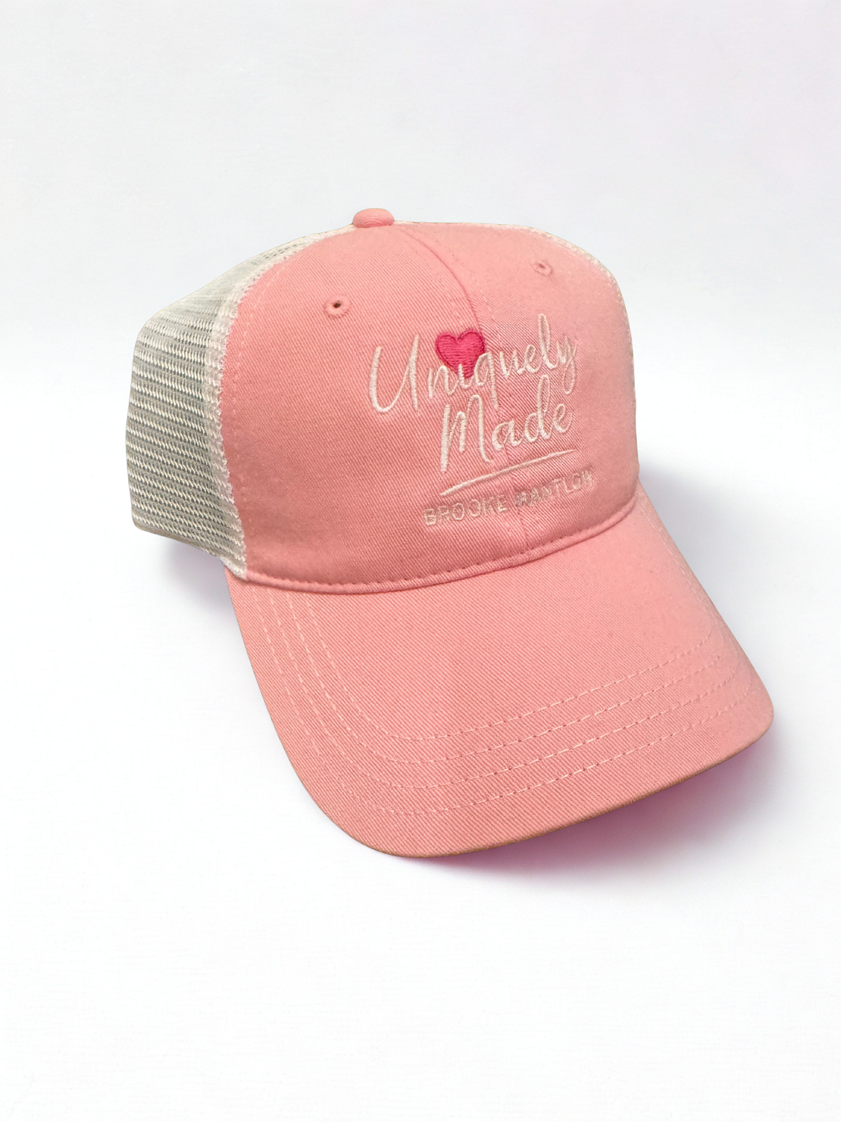 Uniquely Made Trucker Hat w/ pink heart