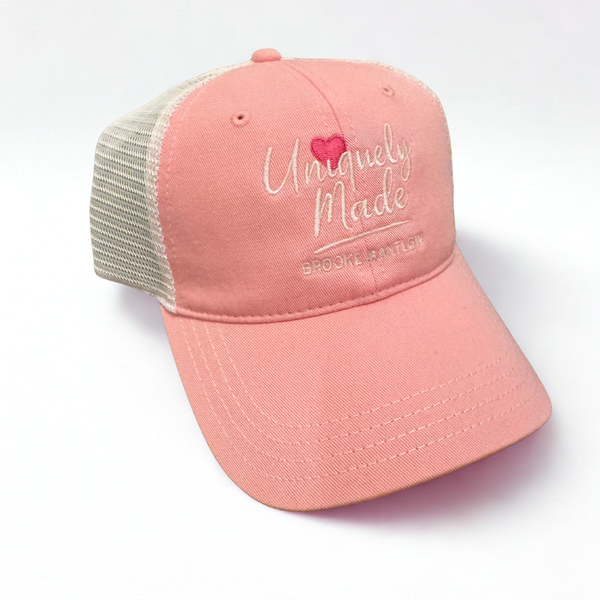 Uniquely Made Trucker Hat w/ pink heart