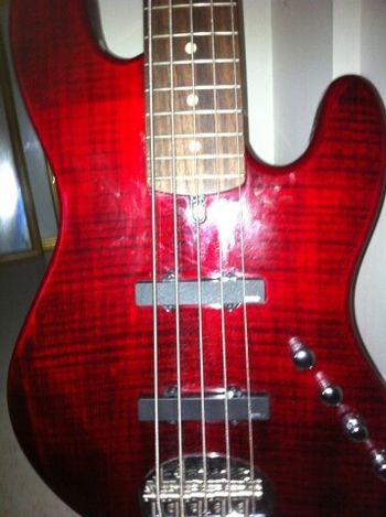 Dwain Jackson...Lakland with emg pickups and preamp...did by SlammindatBass...another happy customer...this bas has a sweet punchy mid smooth bottom tone amd a nice snappy tight high end...
