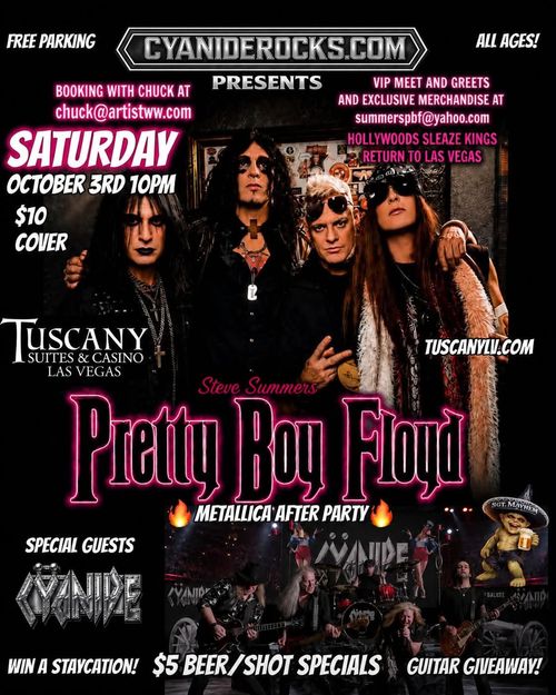 Motley Crue, Cyanide, Pretty Boy Floyd, Tuscany Suites, Copa Room, Cyanide Rocks, cyaniderocks.com