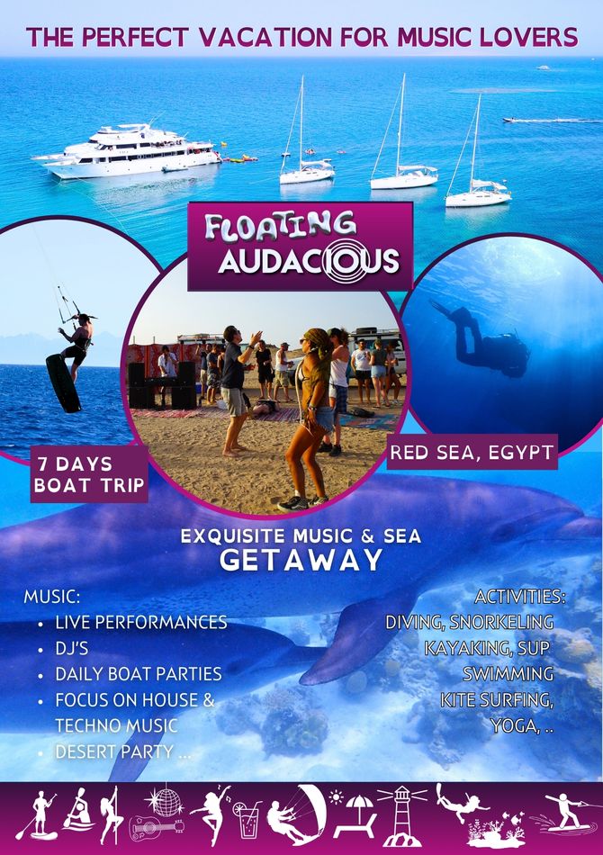 Floating Audacious, music trip, the perfect vacation for music lovers, diving, snorkeling, boat parties, Egypt, Red Sea, DJ AMARE, House & techno, electronic music