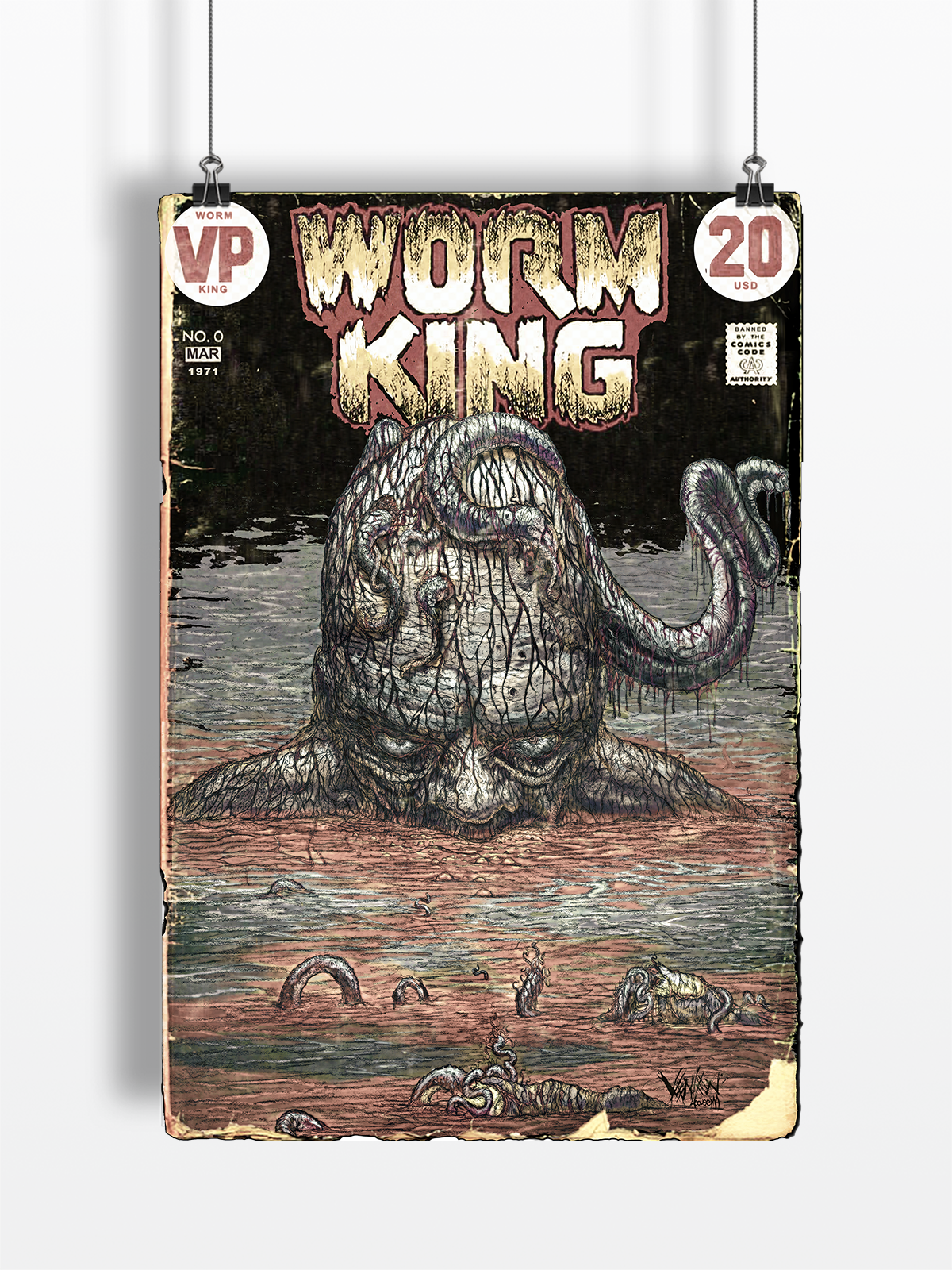 WORM KING (71' VERSION) (ILLUSTRATED MINI PRINT) (OPEN EDITION)