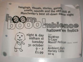 
Flyers for the BoomBooom Halloween club night at Night and Day Cafe, Manchester where I performed a couple of sets as S-cape.


