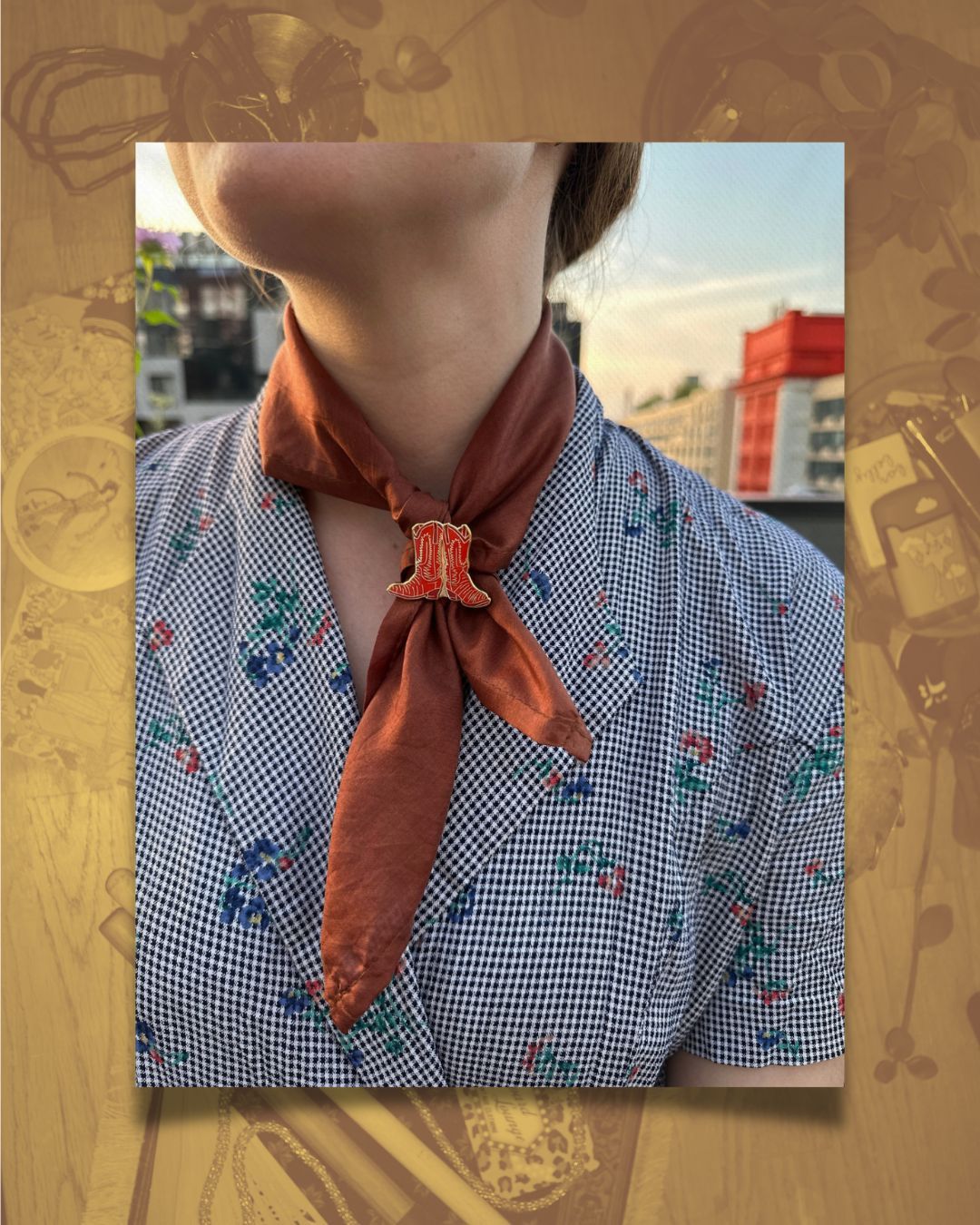 Silk Scarf + Boots Pin Bundle